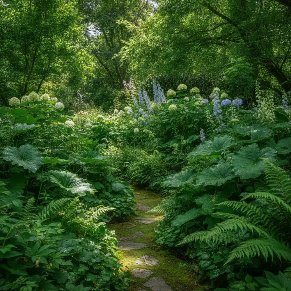 Lush garden greenery background
